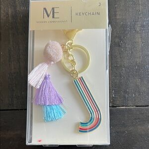 Expressions Colorful Striped Initial Keychain